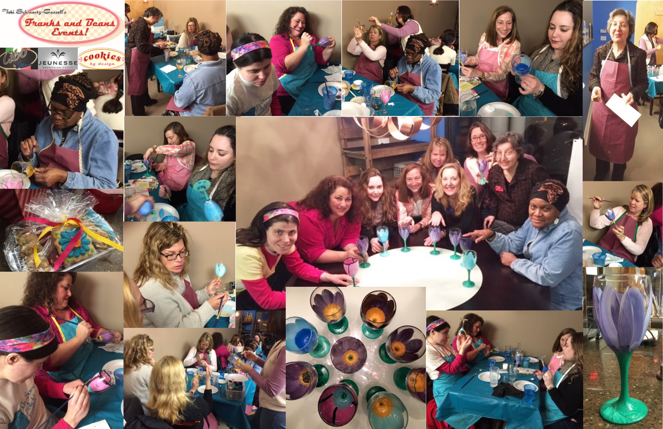 Who knew it was so easy to make a wine goblet look so beautiful? We thank our instructor Artist Susan Roop! Plus we enjoyed a delish dinner and Cookies by Design for Dessert. And our thanks to Lead Sponsor Kim Konefsky of Jeunesse!